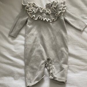 Janie and Jack Cream Knit Ruffle One-Piece